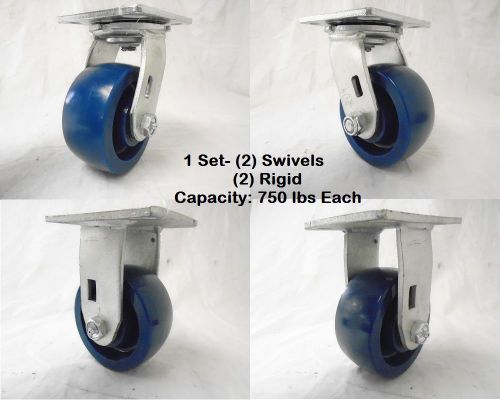 4&#034; x 2&#034; Swivel Caster Solid Polyurethane Elastomer Wheel(2) &amp;Rigid (2) Tool Box