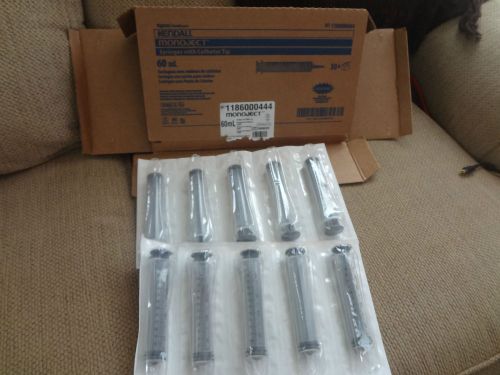 Lot of (15) Kendall Monoject Syringe with Catheter tip 60ML Sterile--11860004440