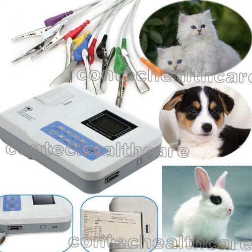 HOT Vet Pet Digital 3-Channel ECG/EKG machine+Thermal Printer 12 Leads,SW,CONTEC