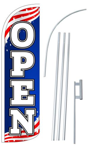 Open Patriotic Windless Swooper Flag Jumbo wide Banner Pole /Spike made in USA