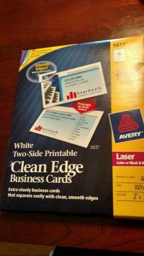 Avery 5877 Clean Edge Business Cards, Laser Printer, 400 3-1/2&#034;x2&#034;, White