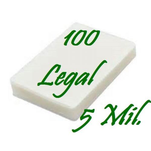100- LEGAL SIZE Laminating Laminator Pouches Sheets  9 x 14-1/2.. 5 Mil