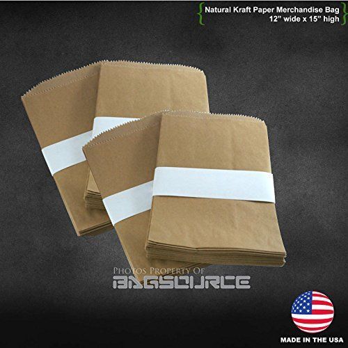 KeepFresh 12&#034; x 15&#034; Brown Kraft Flat Merchandise Bags- Pack of 100