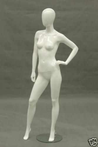 Fiberglass Female -  Glossy White Egg Head Mannequin