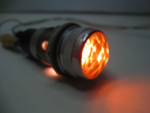 Vintage dialco panel mount indicator light with 1” amber faceted lens and bulb for sale