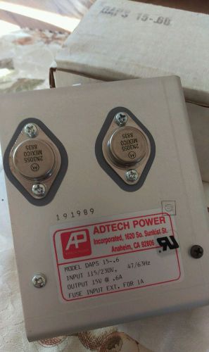 NEW! Adtech Power Inc Power Supply DAPS 15-.6  15 VDC  0.6 AMP Output 1560 NOS