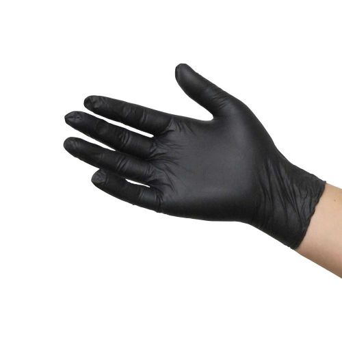 (1000) FirstCare Powder and Latex Free Black Nitrile Examination Gloves Medium