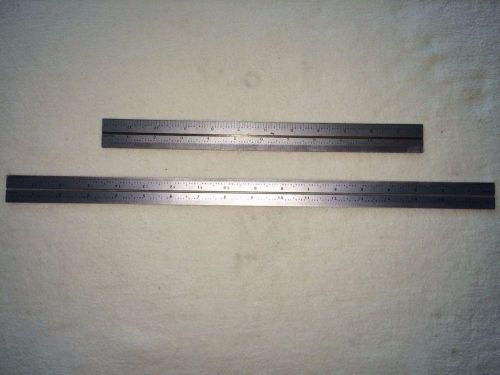 Two Machinist&#039;s Hardened Steel Rules - 12&#034; and 18&#034; with Grooves for Combo Square