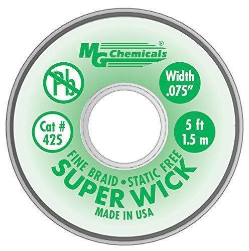 MG Chemicals 400 Series #3 Fine Braid Super Wick with RMA Flux, 5&#039; Length x