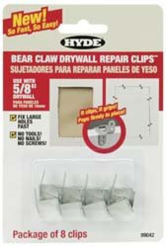 Hyde tools 09042 bear claw drywall repair clips, 5/8-inch, 8-pack for sale
