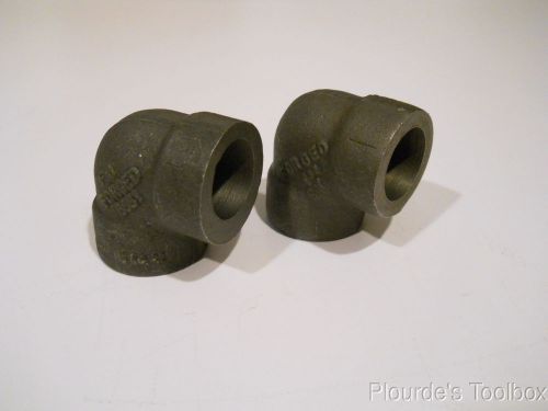 Lot of (2) New Bonney 3/8&#034; Socket Weld 90° Elbow Pipe Fitting, Forged Steel