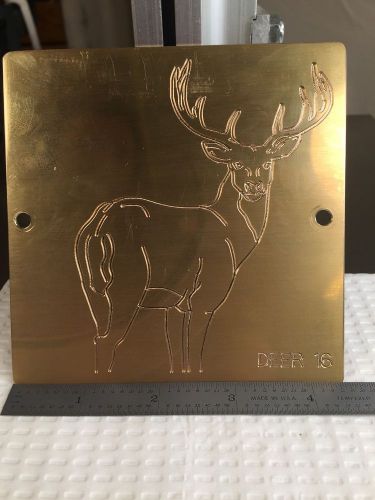 LARGE WHITETAIL DEER SOLID BRASS MASTER ENGRAVING PLATE FOR NEW HERMES FONT TRAY