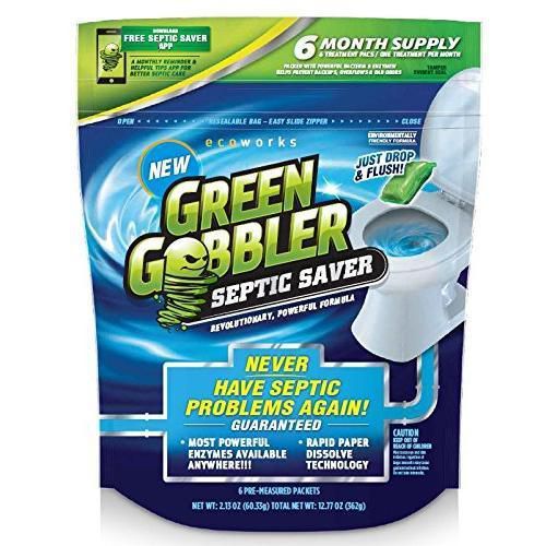 Green Gobbler SEPTIC SAVER Bacteria Enzyme Pacs - 6 Month Septic Tank Supply -