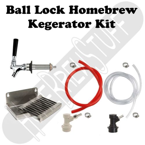 1 Faucet Homebrew Draft Beer Kegerator Kit w/ Drip Tray &amp; BALL LOCK Fittings