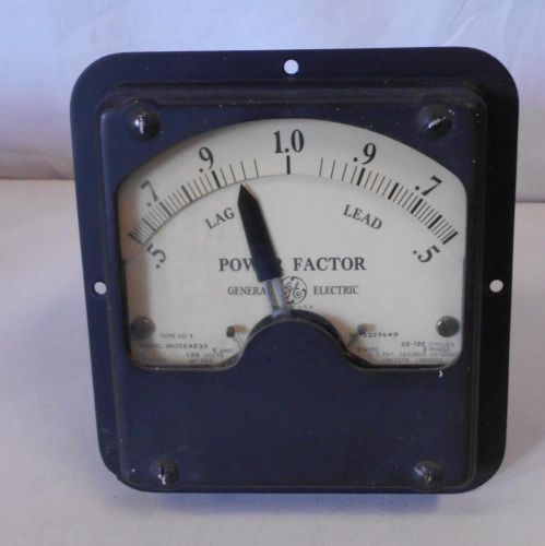 GE General Electric Vintage .5-1.0 Lag Lead Power Factor Panel Meter Type AD-7 n