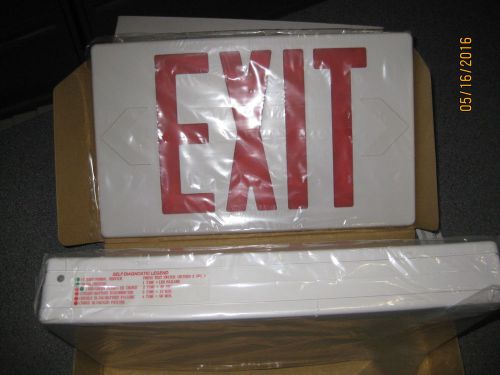 LSI Industries LED Exit Sign P/N 353647 120-277V Double Face Battery Backup NIB
