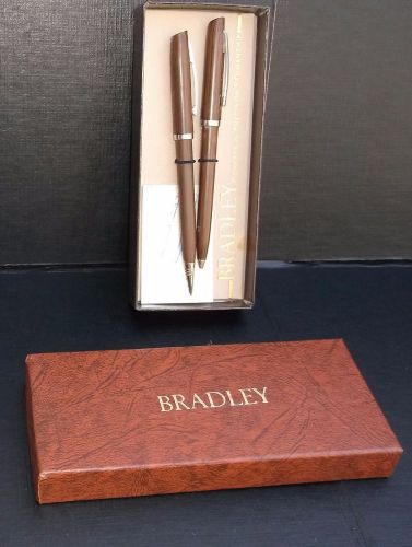 Bradley Astramatic woodlook Ballpoint Pen &amp; Pencil Set - Mint In Box - 1960&#039;s