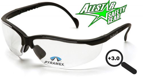 Pyramex safety v2 readers +3.0 clear bifocals safety glasses sb1810r30 cheaters for sale