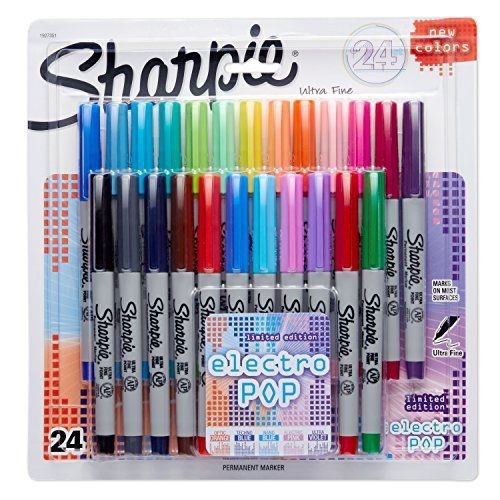 Sharpie Permanent Markers, Ultra Fine Point, 24-Pack, Assorted 2015 Colors