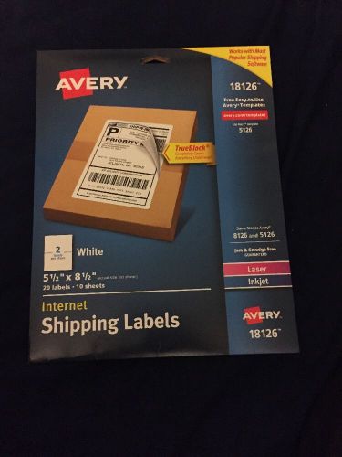 Avery Internet Shipping Labels18126~Laser or Ink Jet~20 Label~New~Free Sh~LBDKZ