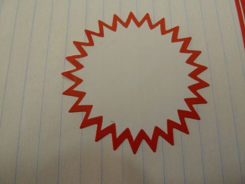 White and Red Starburst pricing Labels (20 labels) 2&#034; inch retail tags stickers