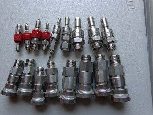 Swagelok  quick connect adapter  assorted  qc4 qc6 and qc8 m/f( lot of 17) for sale