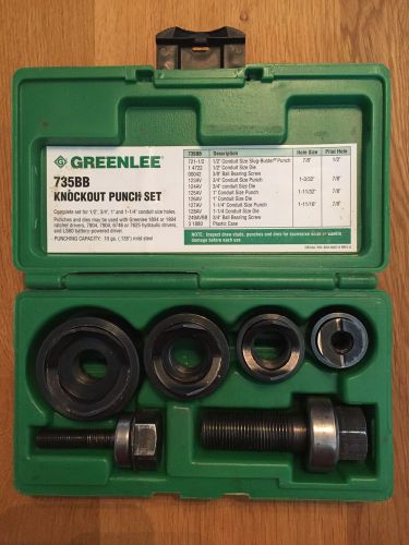 Genuine Greenlee USA 735BB Knockout Punch 4 pc. Complete Set W/ Case 1/2&#034; 1-1/4&#034;