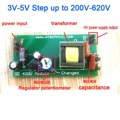 High Voltage DC-DC Boost Converter 3V-5V Step up to 200V-620V Power PSU Module
