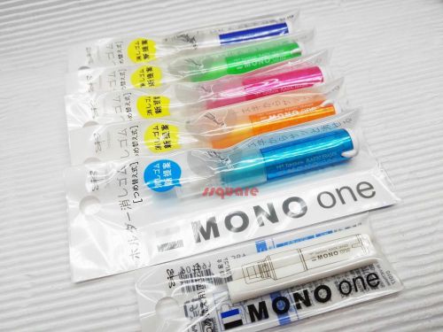 5 Colors Set Tombow Mono ONE 7cm Eraser Mini Pen, Plastic Eraser + 2 refills
