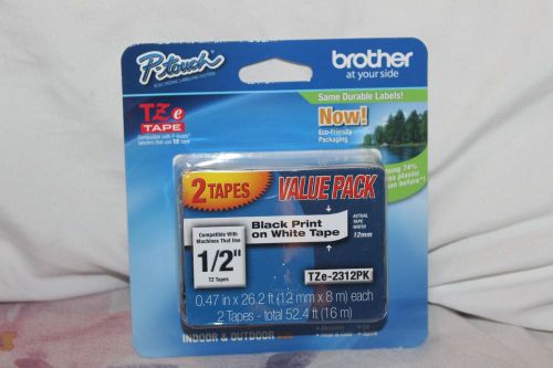 2 PER Pack Brother P-Touch TZE-231 1/2&#034; Black on WhiteLabel Tape
