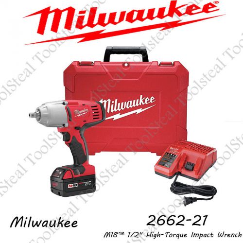 Milwaukee 2662-21 m18™ 1/2&#034; high-torque impact kit w/ pin detent- 5 yr. warranty for sale