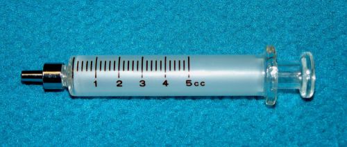 Vintage/new! 5cc glass syringe graduated slip tip @ frosted for sale