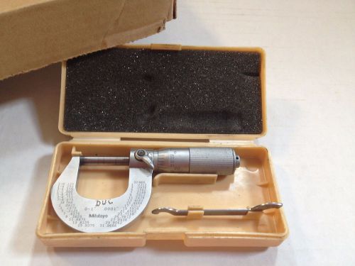Mitutoyo 0 - 1&#034; (.0001&#034;) Micrometer with adjustment Wrench &amp; Case, Made in Japan