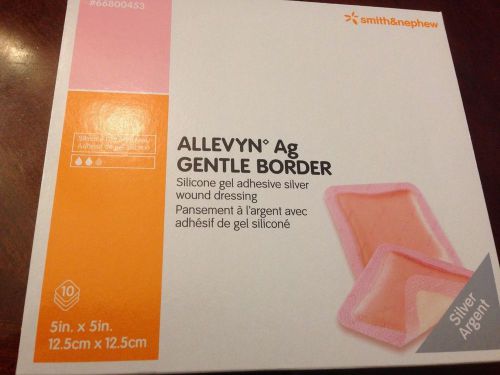 ALLEVYN Ag Gentle Border Silicone Gel Adhesive Silver Wound Dressing 5&#034; x 5&#034;