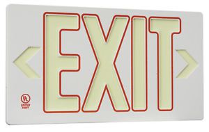 1 jessup glo brite exit sign glow in the dark egress safety signs 7130-b white for sale