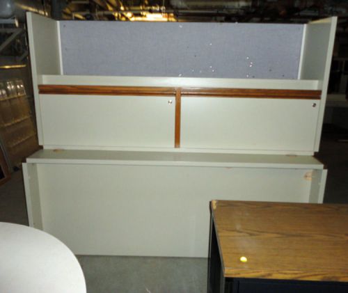 DESK WITH OVERHEAD 2 DOOR SHELF