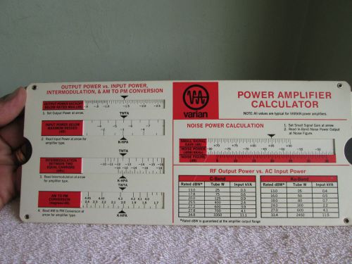 Varian Vintage Power Amplifier  Calculator Intermodulation, RF Vs AC Etc.