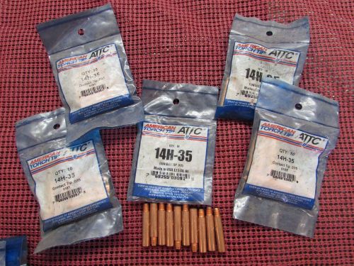 Lot (50) American Torch Tip Contact Tips 14H-35 Tweco Lincoln MIG Welding .035