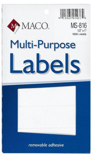 MACO White Rectangular Multi-Purpose Labels, 1/2 x 1 Inches, MS-816 6pks