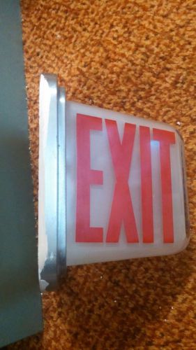 Exit Light Wall Mount Double Sided Wedge Glass Vintage Perfeclite Co. Works #2