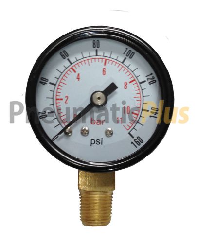 PneumaticPlus Air Pressure Gauge 1-1/2&#034; Dial, Lower Mount, 0 - 160 PSI, 1/8&#034; NPT