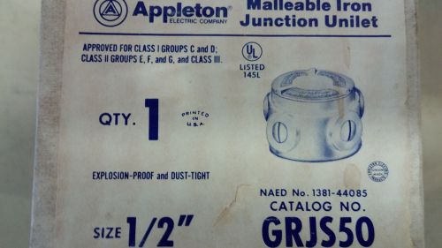 APPLETON GRJS50 NEW IN BOX MALLEABLE JUNCTION BOX &#034;X&#034; 1/2&#034; SEE PICS #B31