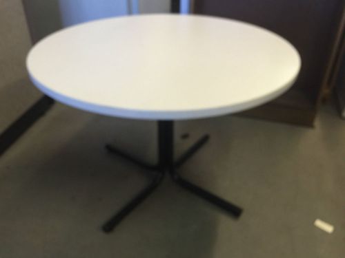 ROUND CAFETERIA TABLE in GRAY COLOR w/ BLACK METAL BASE 42&#034;D