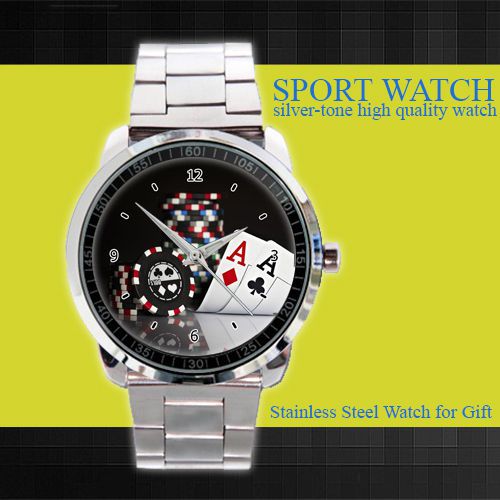 Poker Cards And Chips Sport Metal Watch
