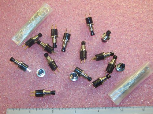 QTY (17) MSPS103C-0 ALCO MINIATURE PUSHBUTTON SWITCHES SPST-NO BLACK  PLUNGER