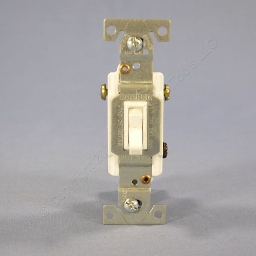Cooper white residential toggle light switch quiet 3-way 15a 120v bulk 1303w for sale