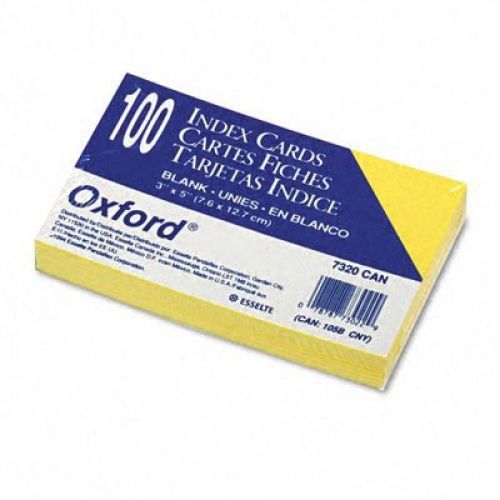 Oxford Unruled Index Cards 3 x 5 Canary 100/Pack