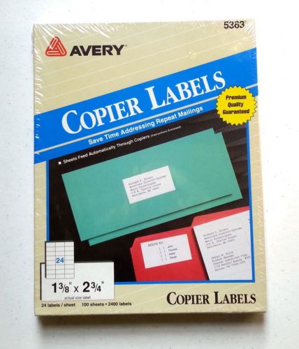Avery 5363 Copier Labels Mailing Address 1-3/8&#034;x2-3/4&#034;100 Sheets 2400 White