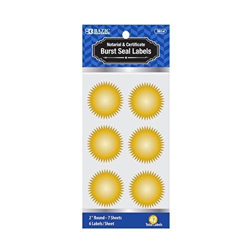 Bazic BAZIC 2&#034; Gold Foil Notary/Certificate Seal Label (42/Pack)