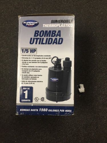 Superior Pump 91025 1/5 HP Thermoplastic Submersible Utility Pump